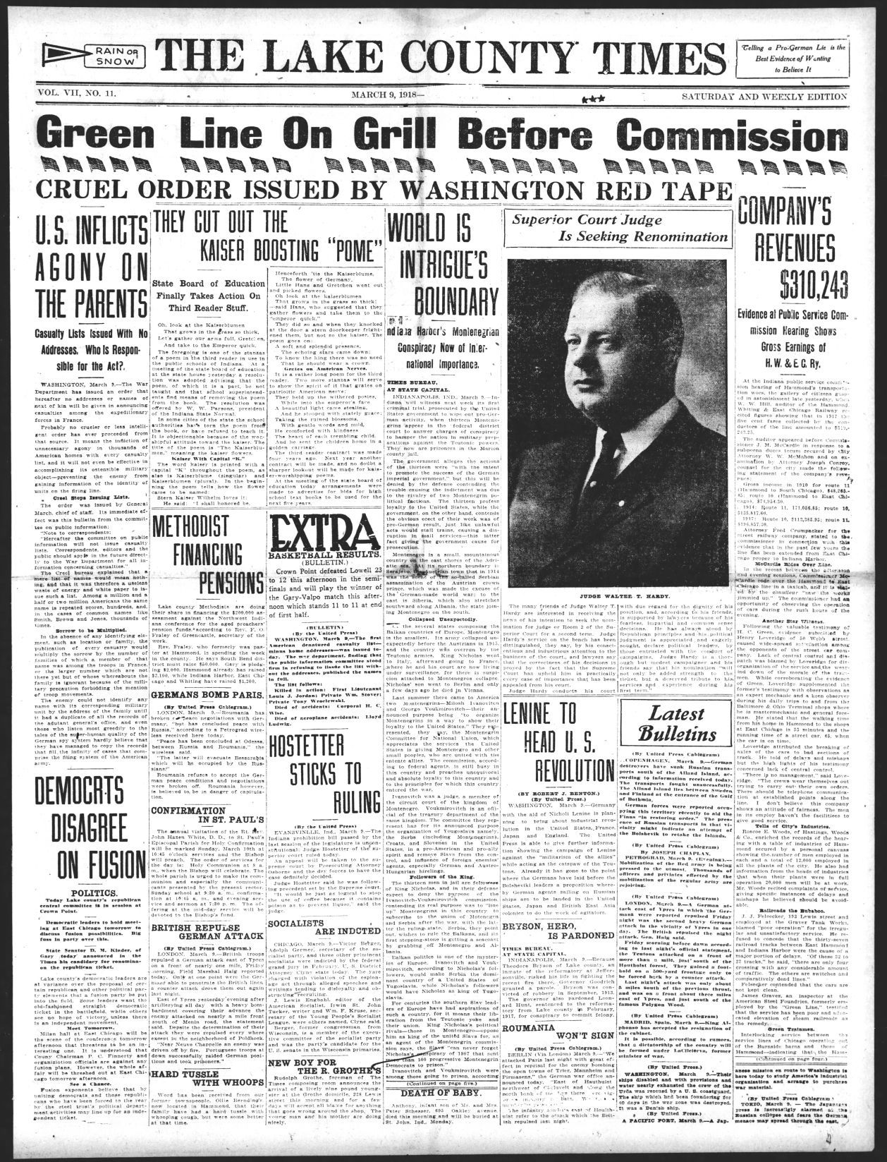 March 9, 1918: Cruel Order Issued By Washington Red Tape